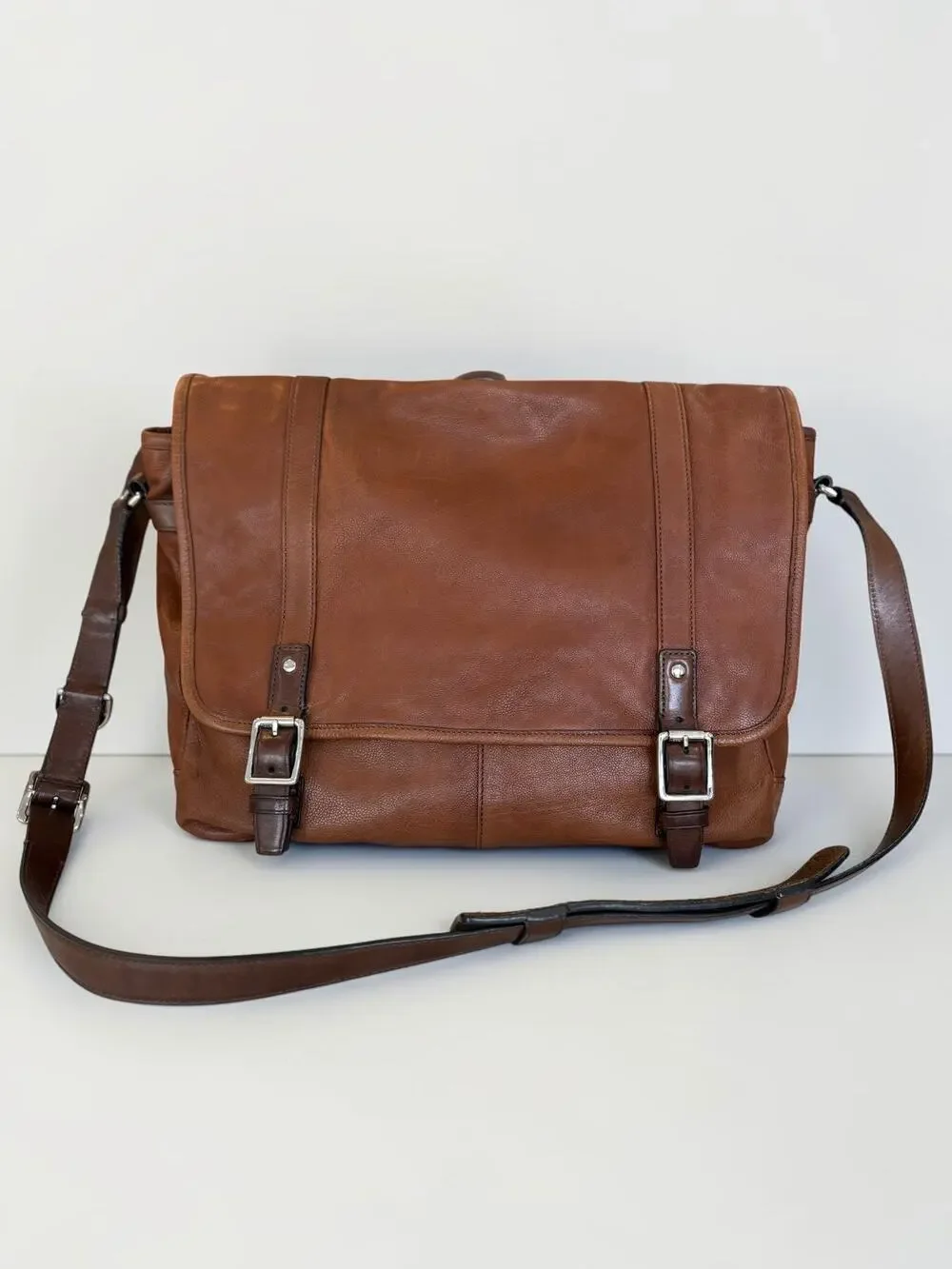 Coach Harrison Men's Leather Messenger Bag Cognac Brown Crossbody 70386